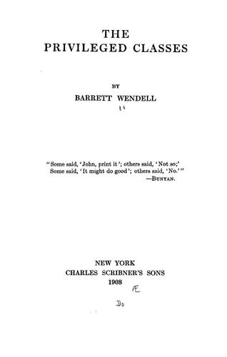 Cover for The privileged classes