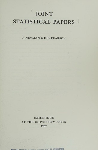 Cover for Joint statistical papers.