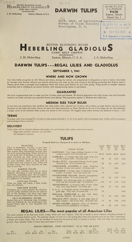 Cover for Darwin tulips, regal lilies and gladiolus