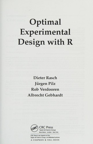 Cover for Optimal experimental design with R