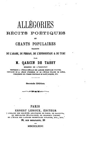Cover for Allégories, récits poétiques et chants populaires traduits de l'arabe, du persan, de l ...