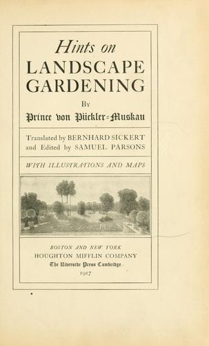 Cover for Hints on landscape gardening