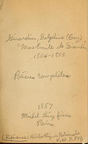 Cover for Poésies complètes