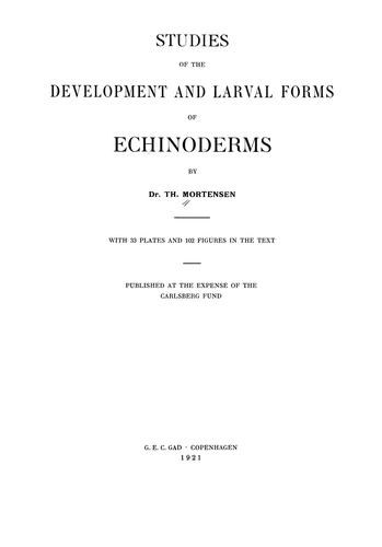 Cover for Studies of the development and larval forms of echinoderms