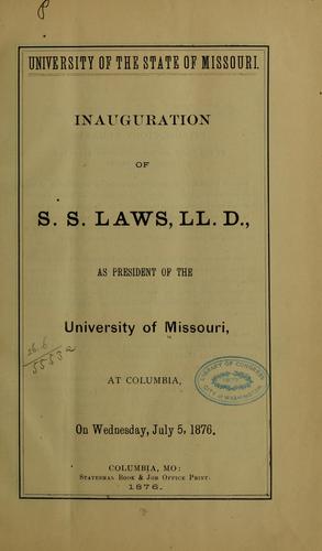 Cover for Inauguration of S. S. Laws, LL