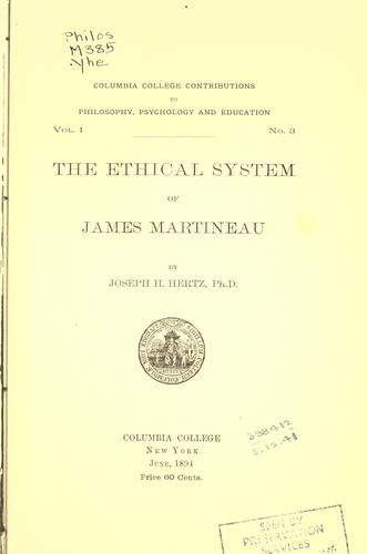 Cover for The ethical system of James Martineau.