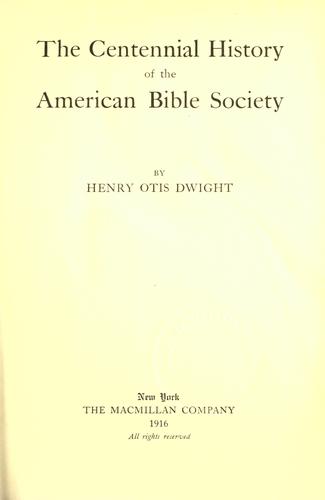 Cover for The centennial history of the American Bible Society.