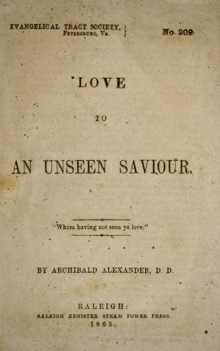 Cover for Love to an unseen saviour