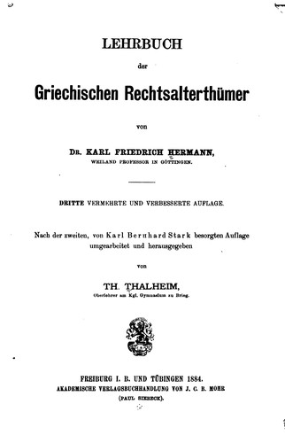 Cover for Lehrbuch der griechischen Antiquitäten...