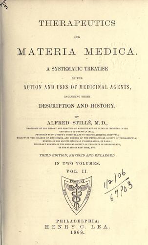 Cover for Therapeutics and materia medica
