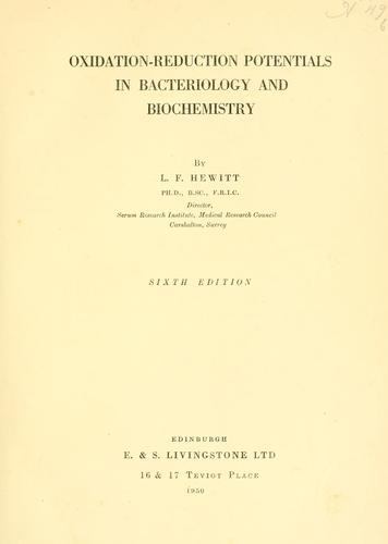 Cover for Oxidation-reduction potentials in bacteriology and biochemistry.