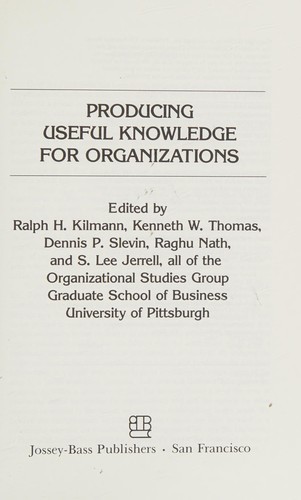 Cover for Producing useful knowledge for organizations