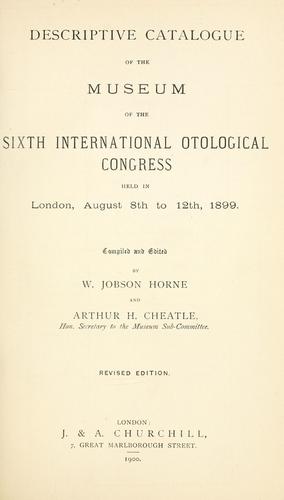 Cover for Descriptive catalogue of the museum of the Sixth International Otological Congress