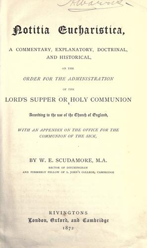 Cover for Notitia eucharistica