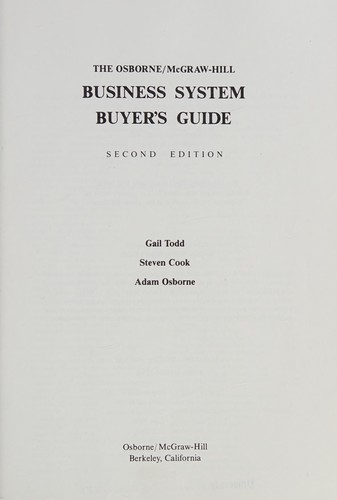 Cover for The Osborne/McGraw Hill business system buyer's guide.