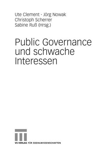 Cover for Public Governance und schwache Interessen