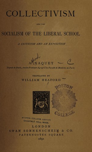 Cover for Collectivism and the Socialism of the Liberal School: A Criticism and an Exposition