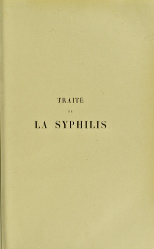Cover for Traite de la syphilis