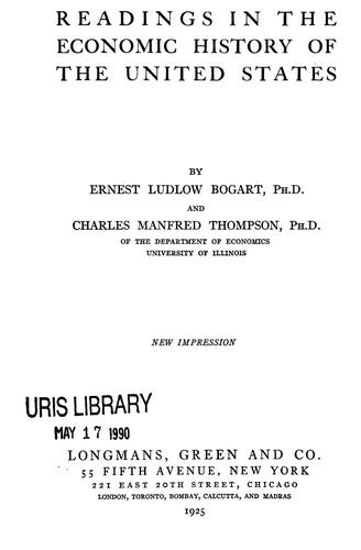 Cover for Readings in the economic history of the United States
