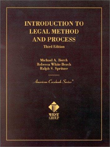 Cover for Introduction to legal method and process