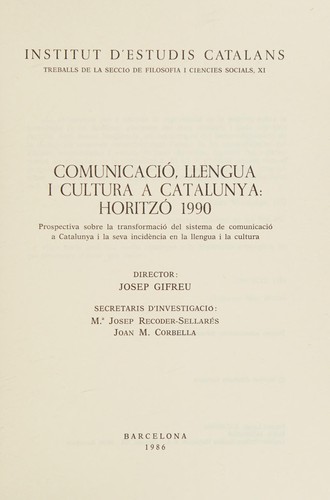 Cover for Comunicació, llengua i cultura a Catalunya, horitzó 1990