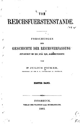 Cover for Vom reichsfuerstenstande.