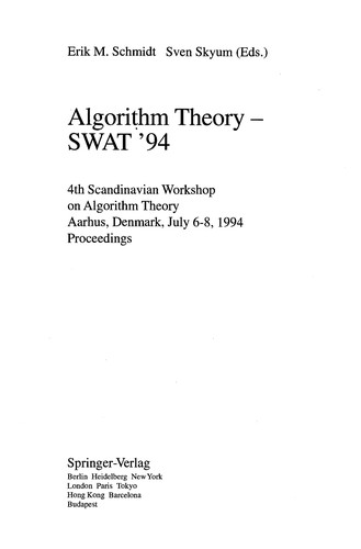 Cover for Algorithm theory-- SWAT '94