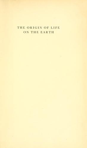 Cover for The origin of life on the earth
