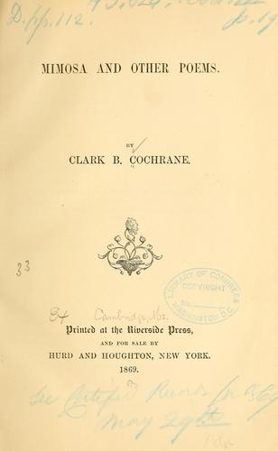 Cover for Mimosa, and other poems