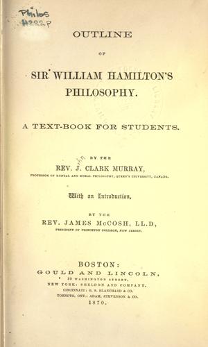 Cover for Outline of Sir William Hamilton's philosophy