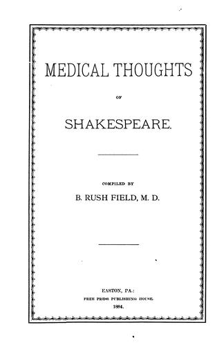 Cover for Medical thoughts of Shakespeare.