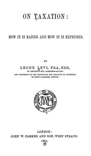 Cover for On taxation