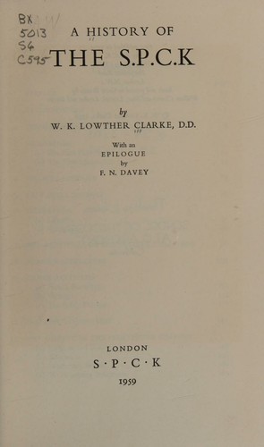 Cover for A history of the S. P. C. K.