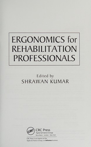 Cover for Ergonomics for Rehabilitation Professionals