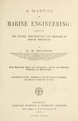 Cover for A manual of marine engineering