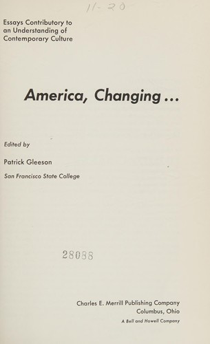 Cover for America, changing ...