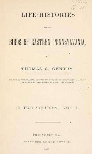 Cover for Life-histories of the birds of eastern Pennsylvania