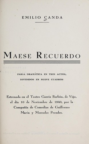Cover for Maese recuerdo