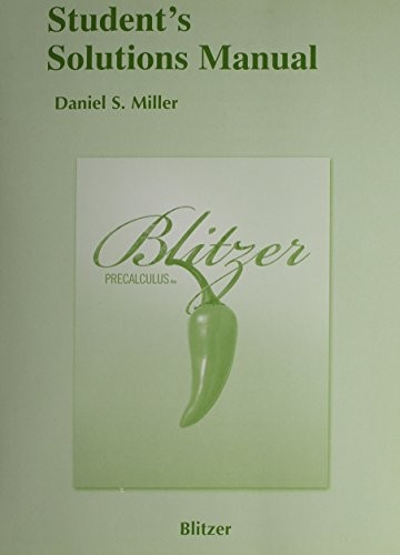Cover for Student's Solutions Manual for Blitzer Precalculus, 4th Edition