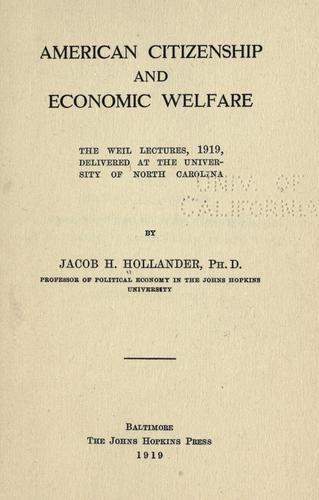 Cover for American citizenship and economic welfare
