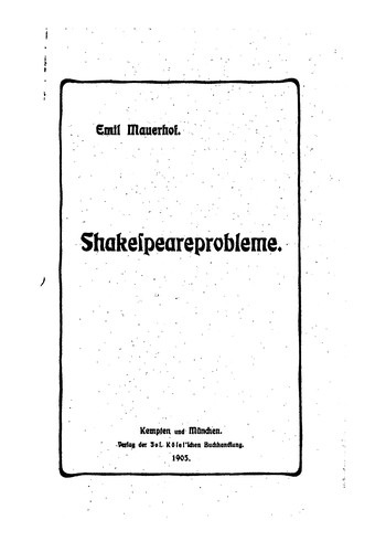 Cover for Shakespeareprobleme