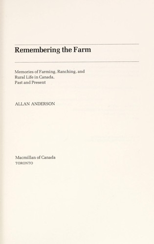 Cover for Remembering the farm