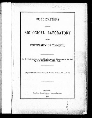 Cover for Contributions to the morphology and physiology of the cell