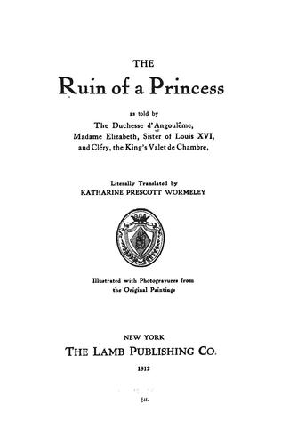 Cover for The ruin of a princess