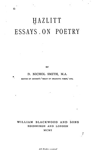 Cover for Essays on Poetry