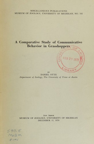 Cover for A comparative study of communicative behavior in grasshoppers.