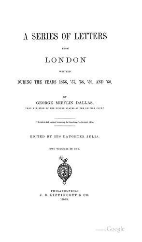 Cover for A series of letters from London written during the years 1856, '57, '58, '59, and '60