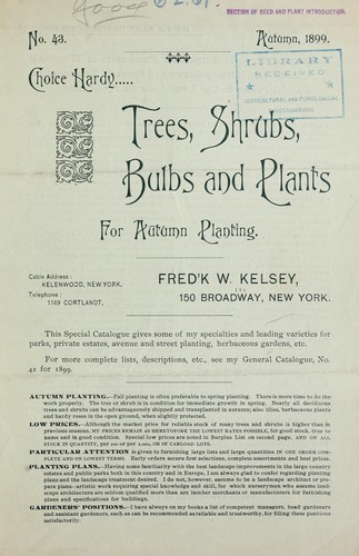 Cover for Choice hardy trees, shrubs, bulbs and plants for autumn planting