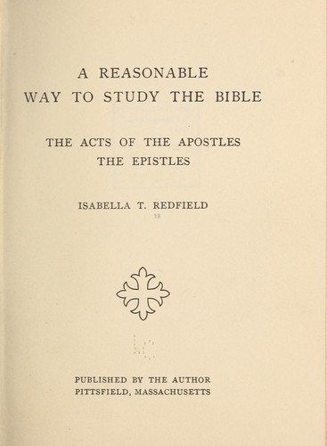 Cover for A reasonable way to study the Bible...