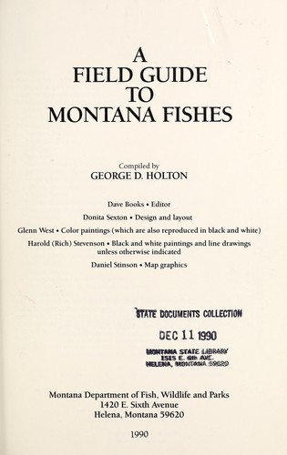Cover for A field guide to Montana fishes